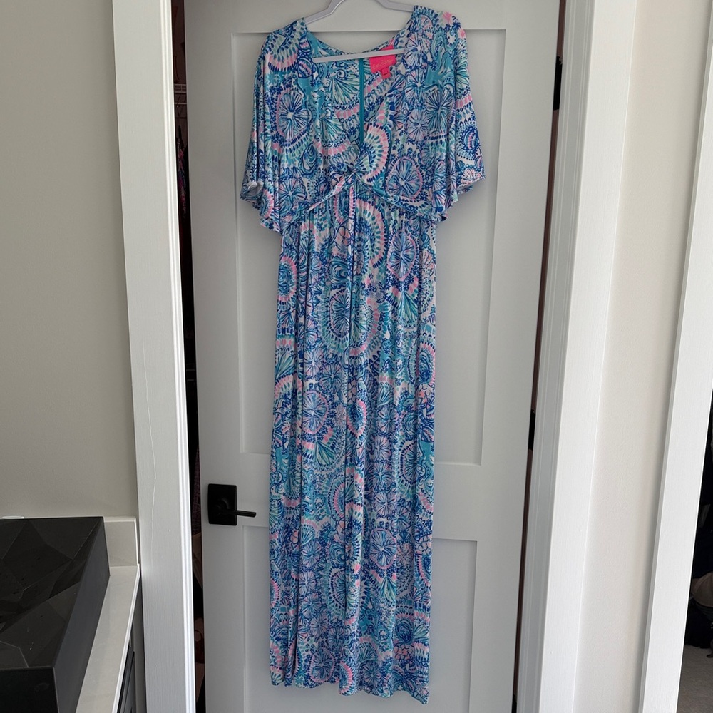 Lilly Blue & Pink Paisley Maxi Dress